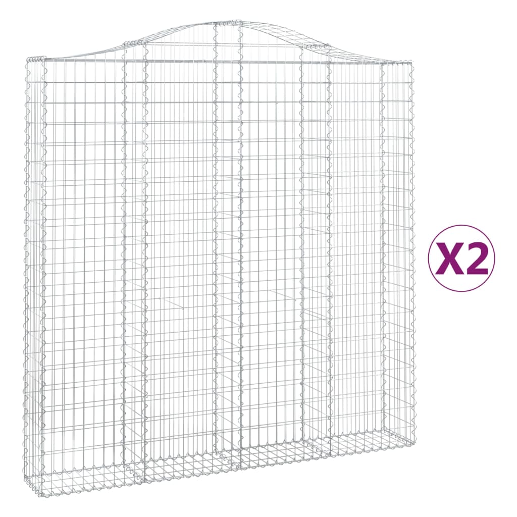 Coșuri gabion arcuite 2 buc. 200x30x200/220 cm fier galvanizat