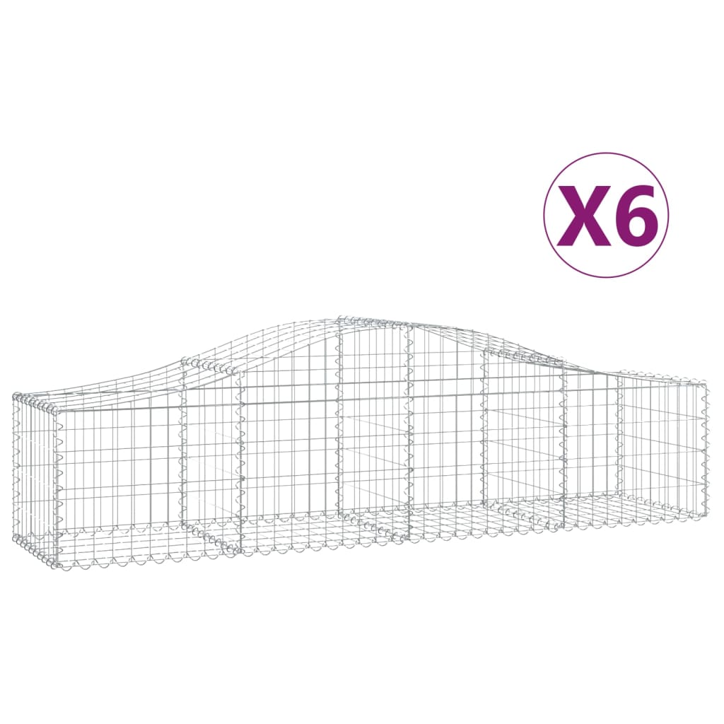 Coșuri gabion arcuite 6 buc, 200x50x40/60 cm, fier galvanizat