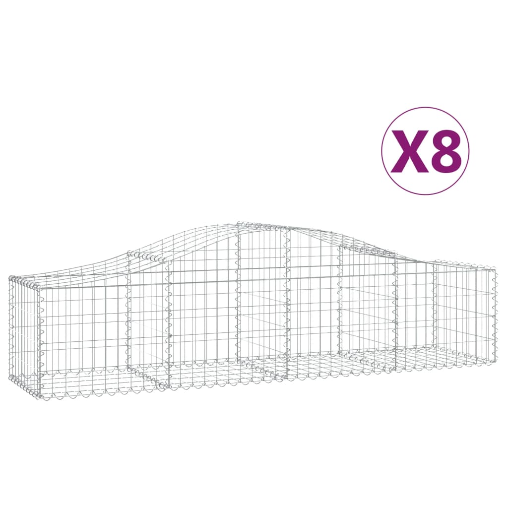 Coșuri gabion arcuite 8 buc, 200x50x40/60 cm, fier galvanizat