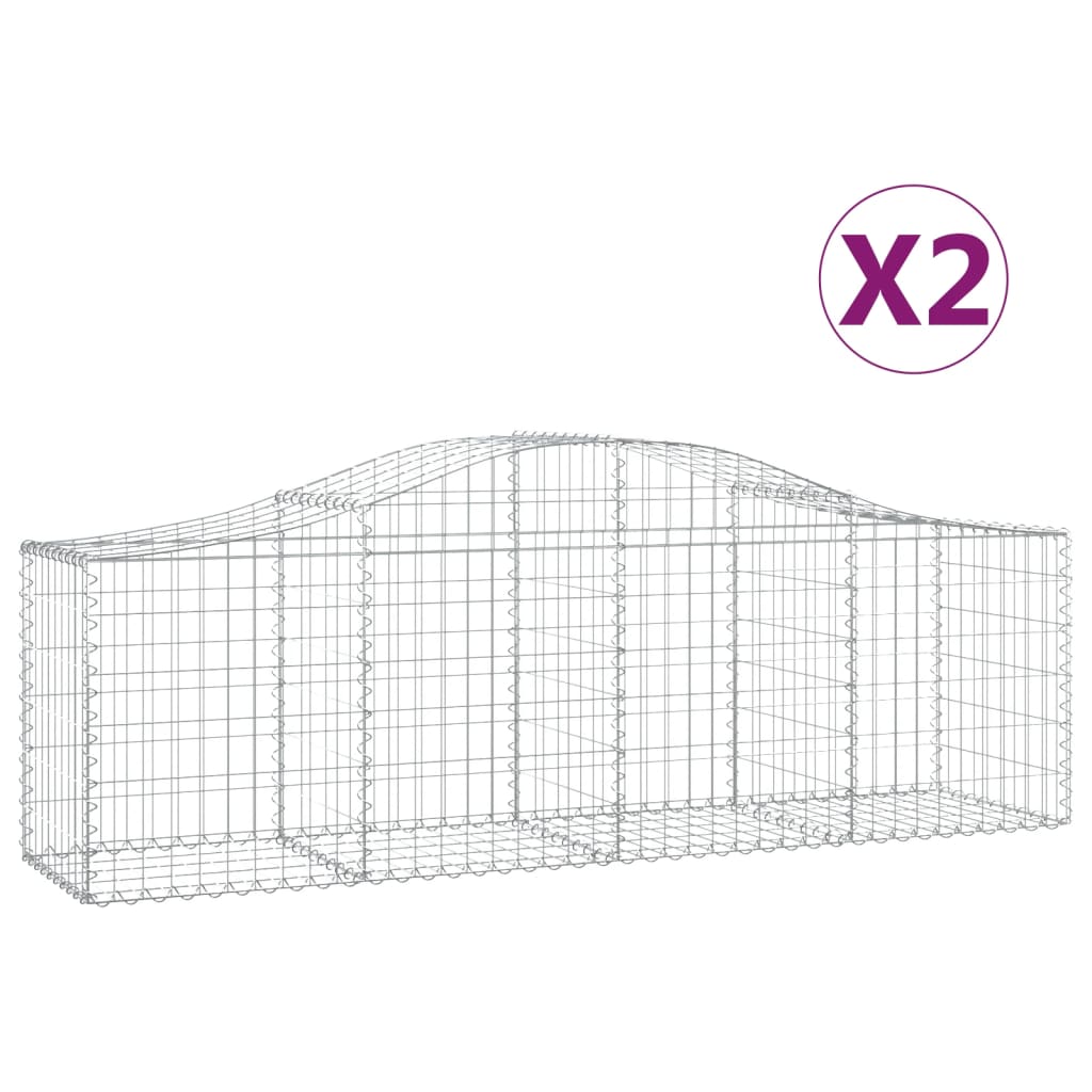 Coșuri gabion arcuite 2 buc, 200x50x60/80 cm, fier galvanizat