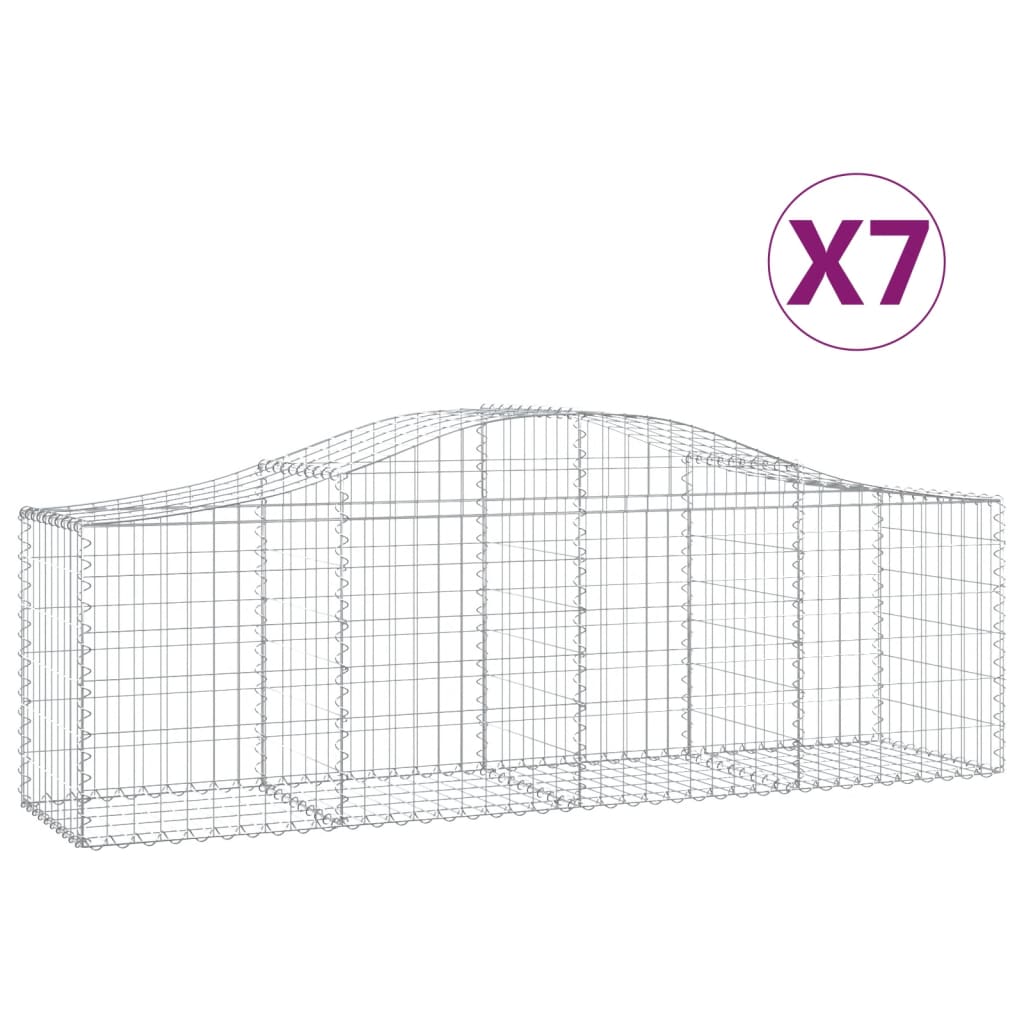Coșuri gabion arcuite 7 buc, 200x50x60/80 cm, fier galvanizat