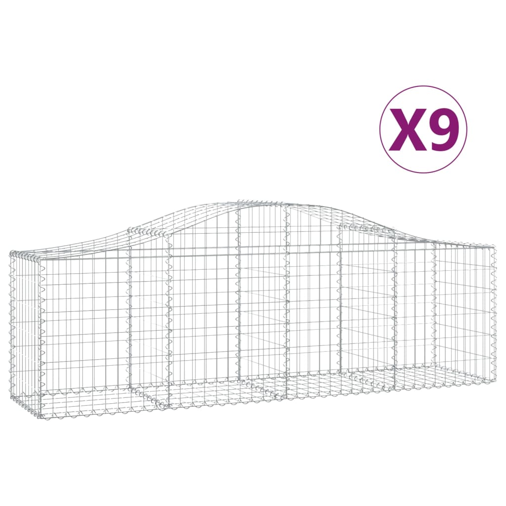 Coșuri gabion arcuite 9 buc, 200x50x60/80 cm, fier galvanizat