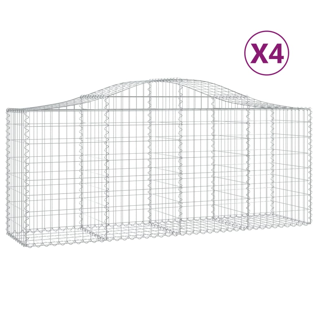 Coșuri gabion arcuite 4 buc, 200x50x80/100 cm, fier galvanizat