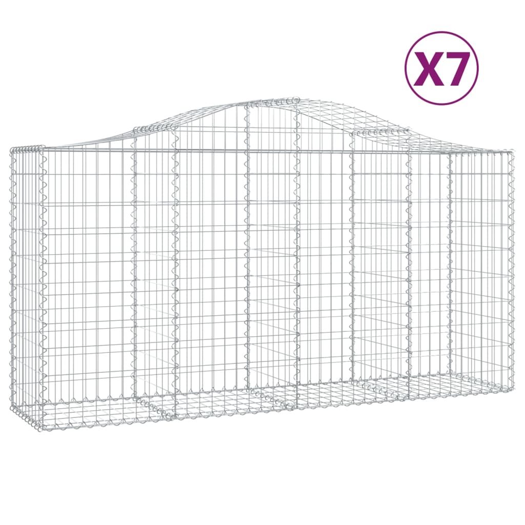 Coșuri gabion arcuite 7 buc, 200x50x100/120 cm, fier galvanizat