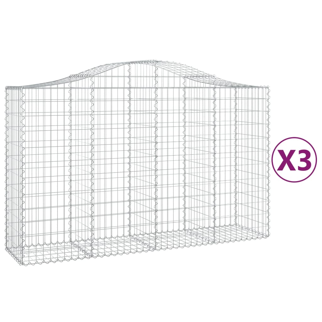 Coșuri gabion arcuite 3 buc, 200x50x120/140 cm, fier galvanizat