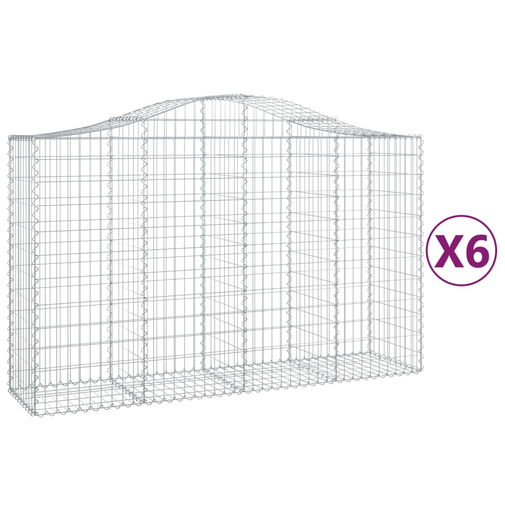 Coșuri gabion arcuite 6 buc, 200x50x120/140 cm, fier galvanizat