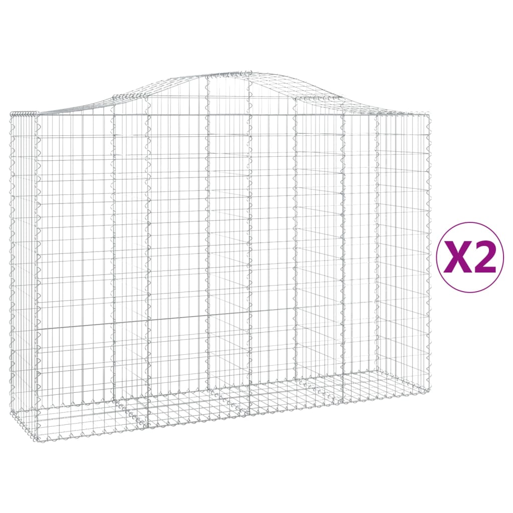 Coșuri gabion arcuite 2 buc, 200x50x140/160 cm, fier galvanizat