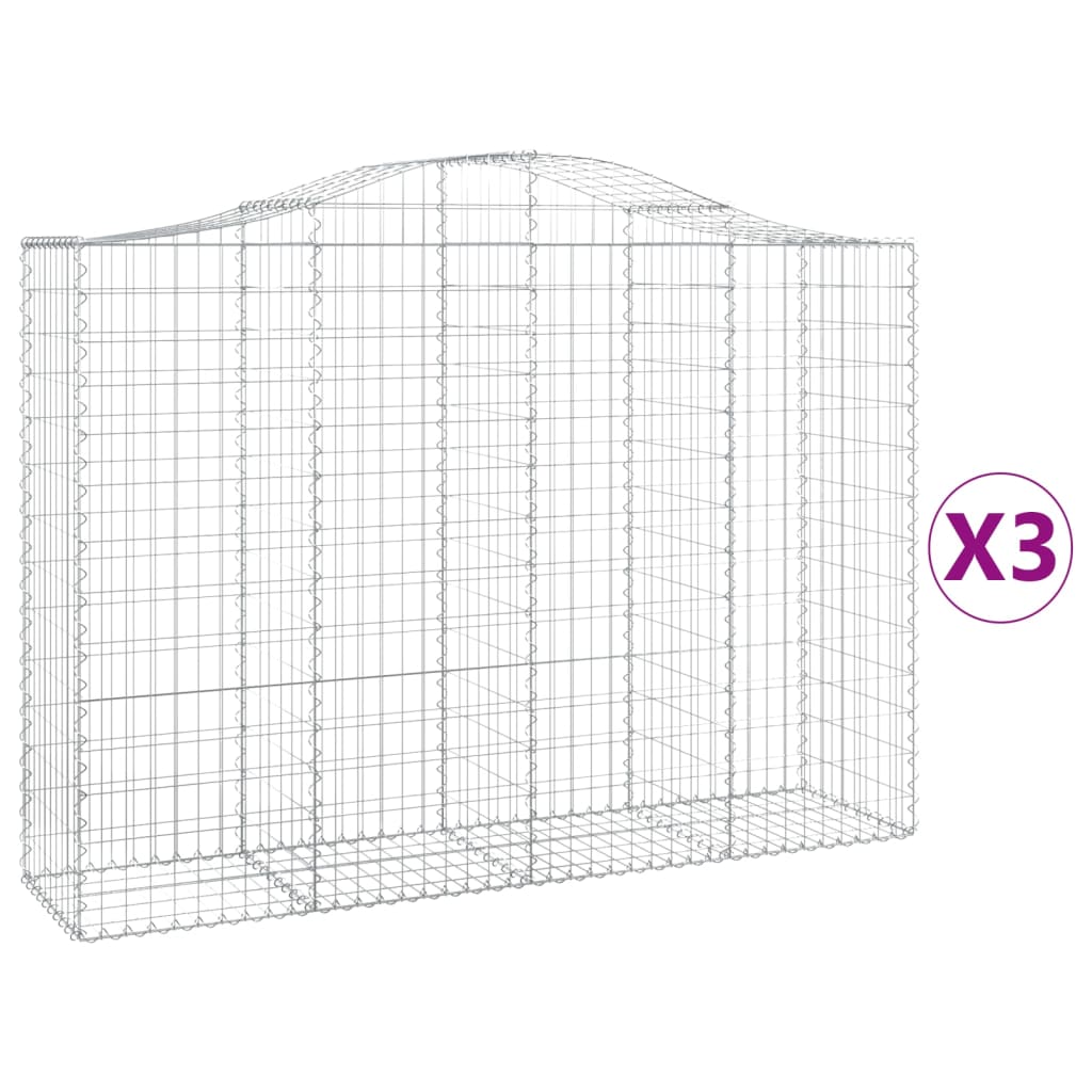 Coșuri gabion arcuite 3 buc, 200x50x140/160cm, fier galvanizat
