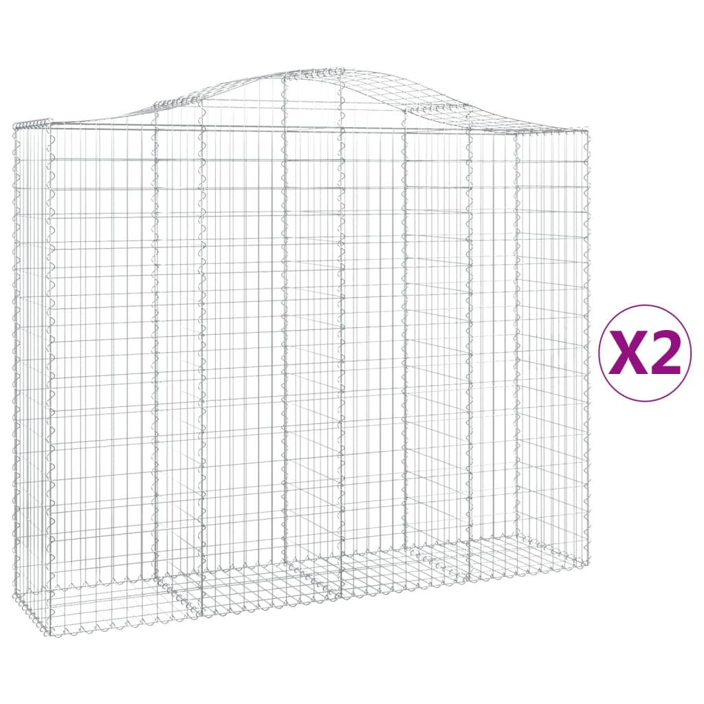 Coșuri gabion arcuite 2 buc, 200x50x160/180 cm, fier galvanizat
