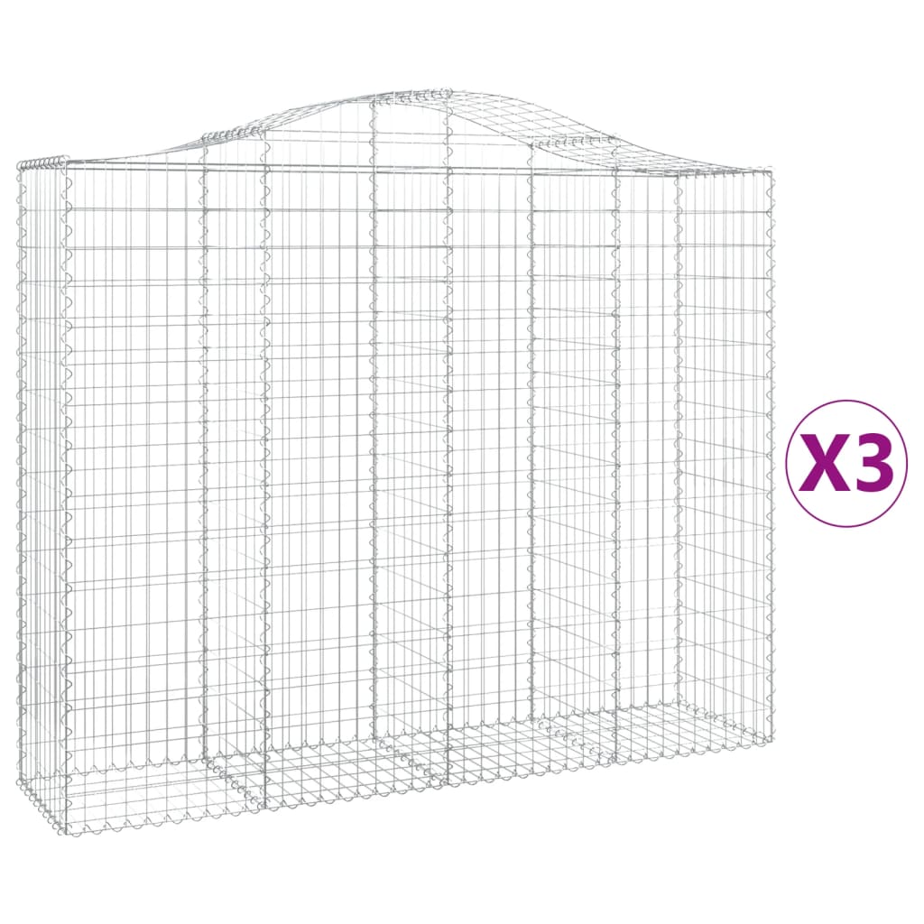 Coșuri gabion arcuite 3 buc, 200x50x160/180 cm, fier galvanizat