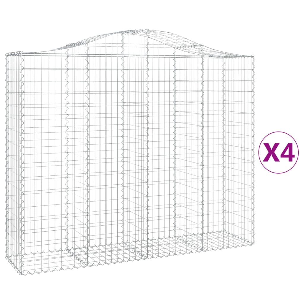 Coșuri gabion arcuite 4 buc, 200x50x160/180 cm, fier galvanizat