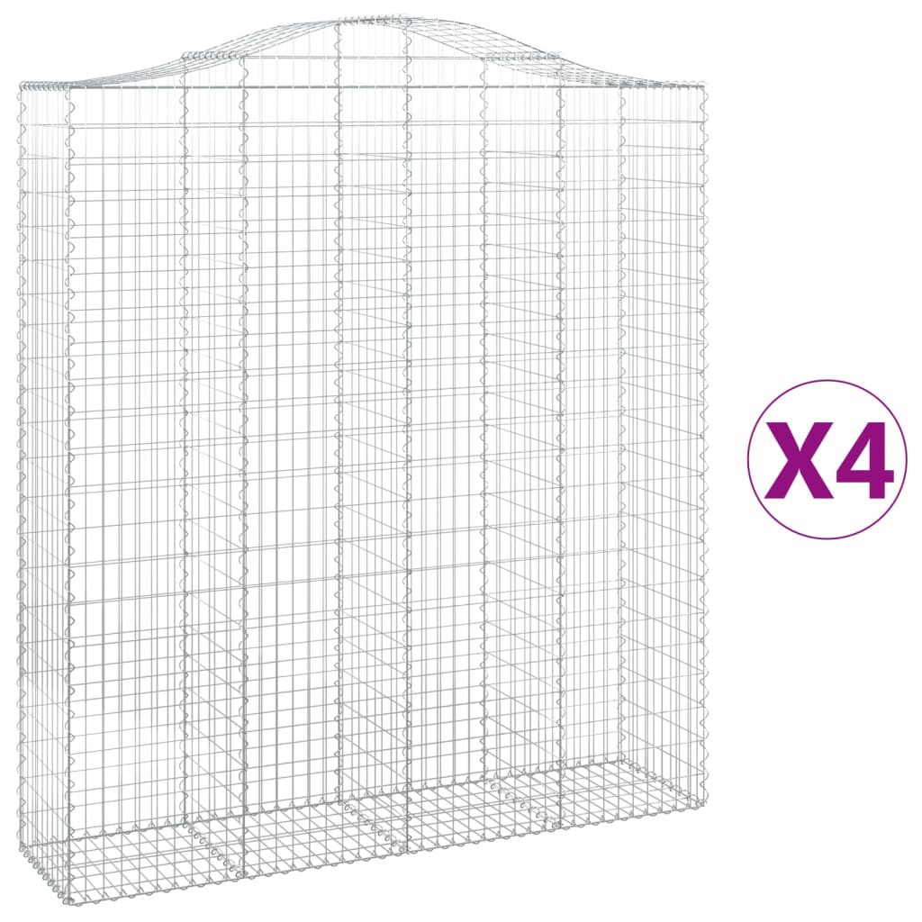 Coșuri gabion arcuite, 4 buc, 200x50x220/240cm, fier galvanizat