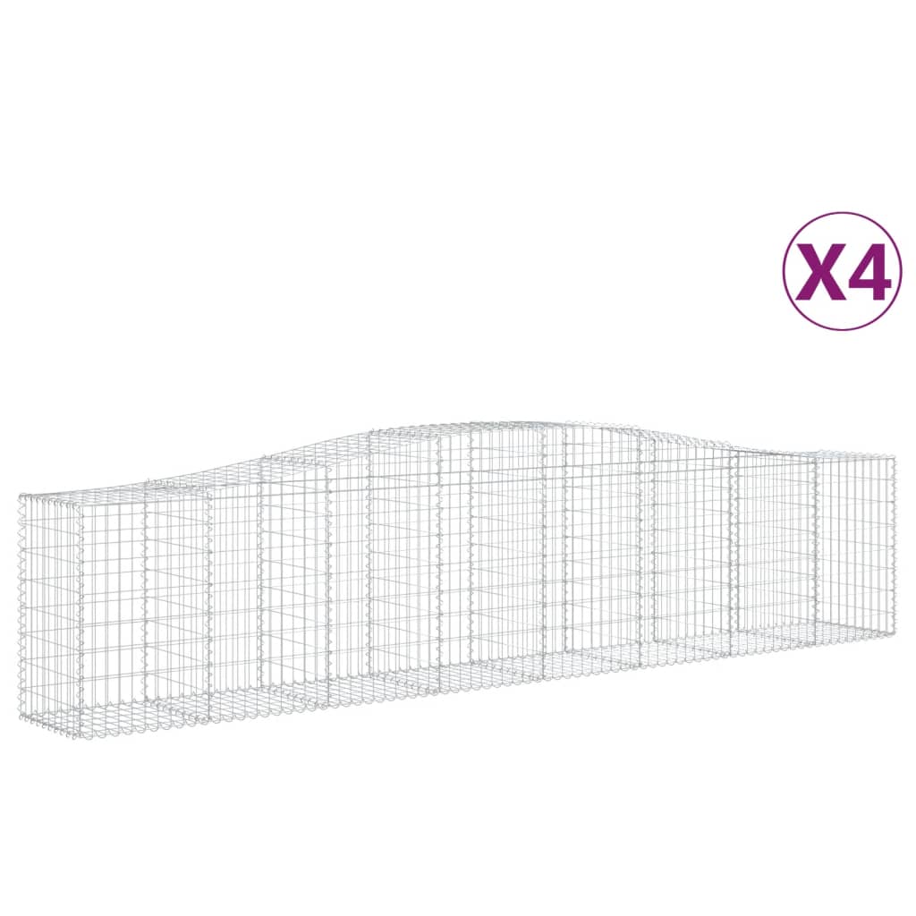 Coșuri gabion arcuite 4 buc, 400x50x80/100 cm, fier galvanizat