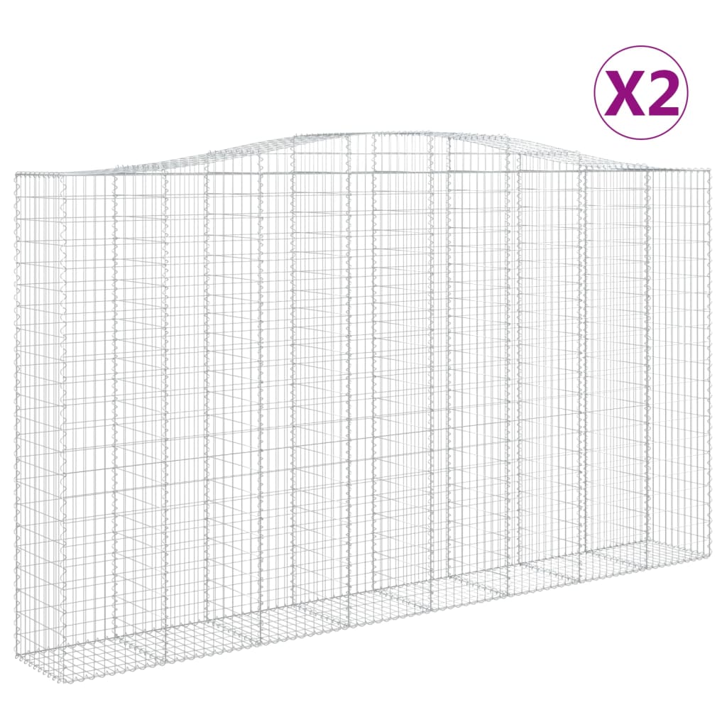 Coșuri gabion arcuite, 2 buc, 400x50x220/240cm, fier galvanizat