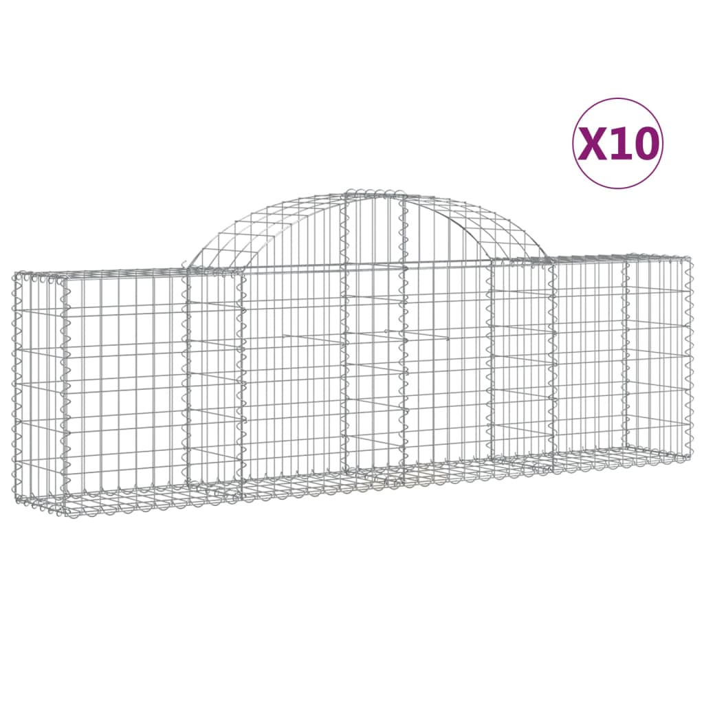 Coșuri gabion arcuite 10 buc, 200x30x60/80 cm, fier galvanizat