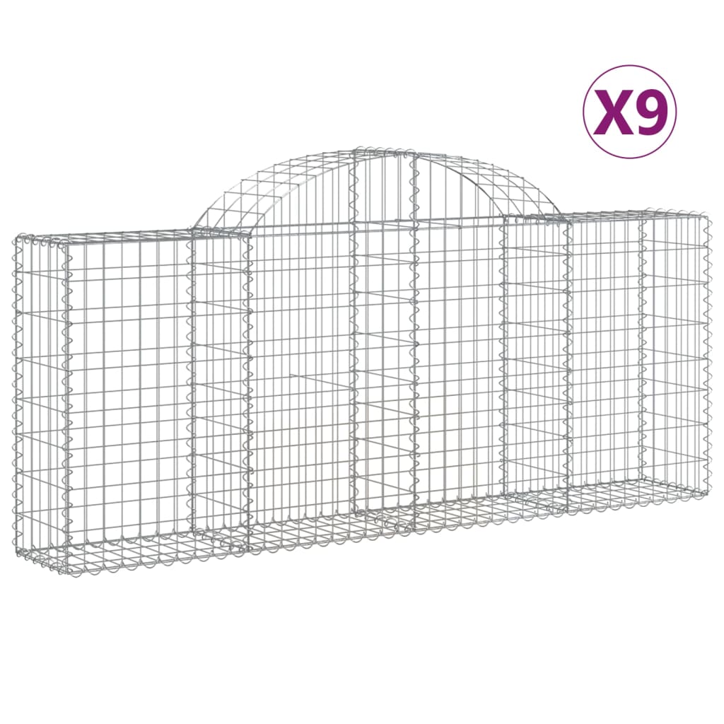 Coșuri gabion arcuite 9 buc, 200x30x80/100cm, fier galvanizat