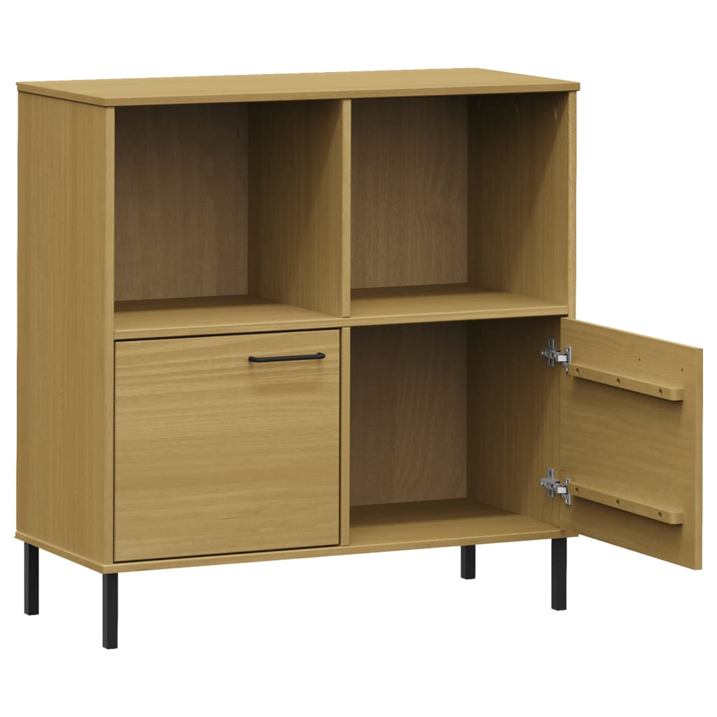 Bibliotecă cu picioare metalice OSLO, maro, 90x35x90,5 cm, lemn