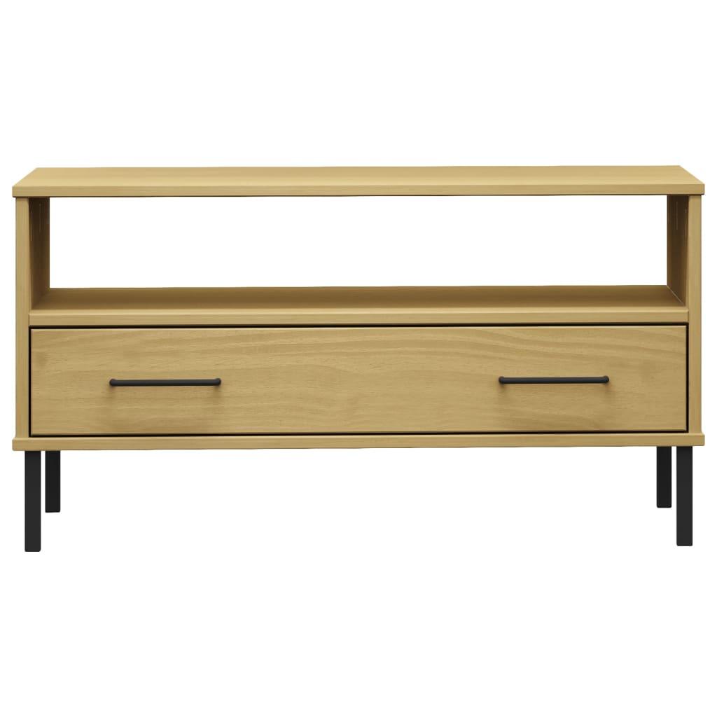 Măsuță cafea picioare metalice maro 85x50x45cm lemn masiv OSLO
