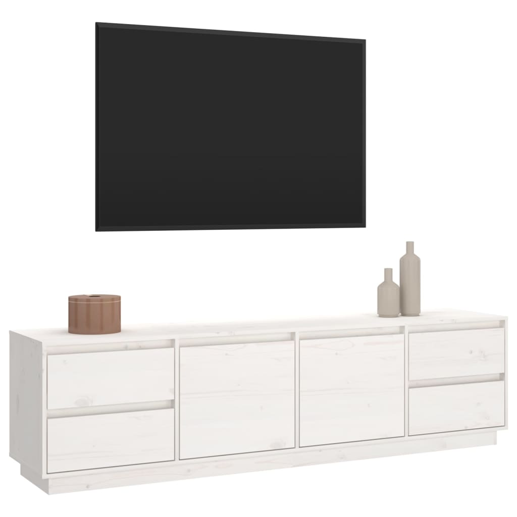 Comodă TV, alb, 176x37x47,5 cm, lemn masiv de pin