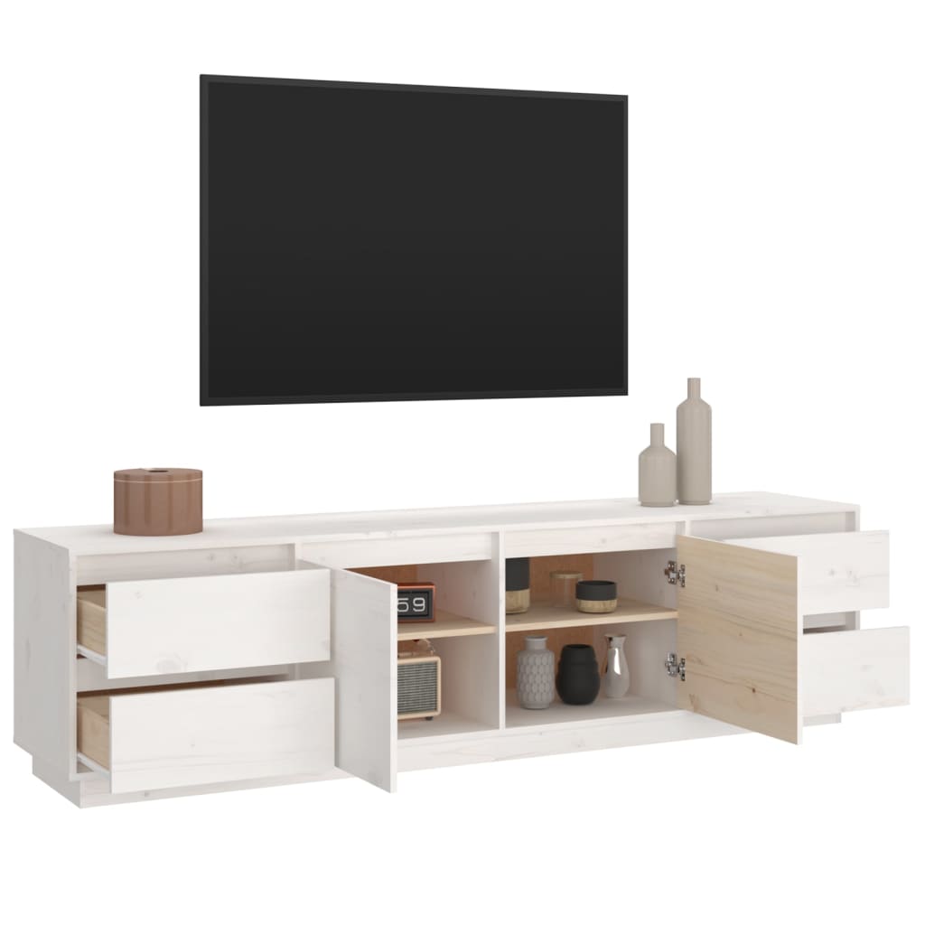 Comodă TV, alb, 176x37x47,5 cm, lemn masiv de pin