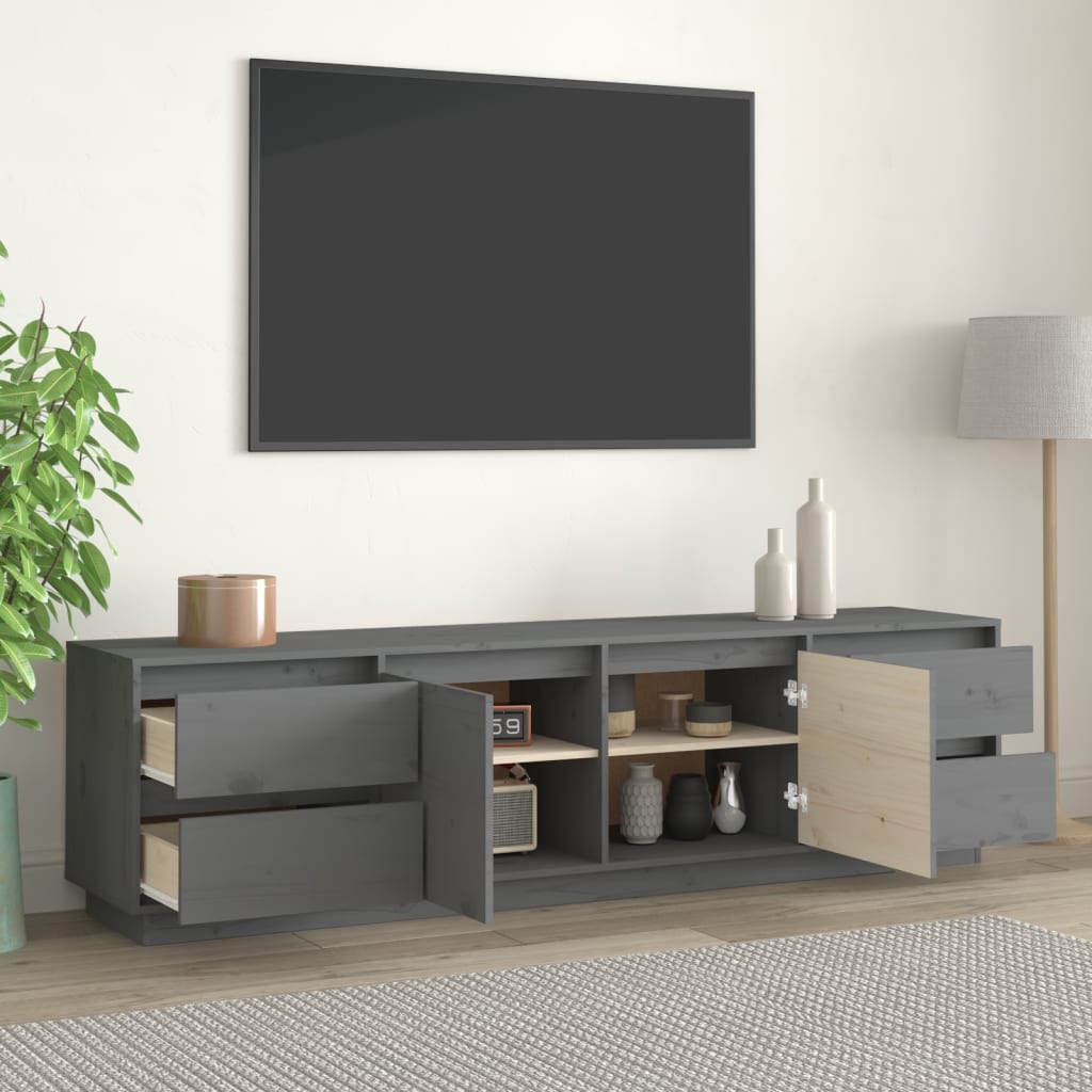 TV sideboard, gray, 176x37x47.5 cm, solid pine wood