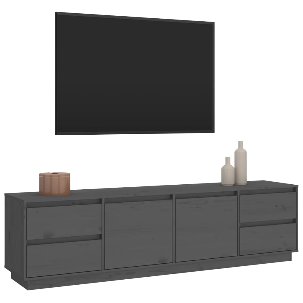 TV sideboard, gray, 176x37x47.5 cm, solid pine wood
