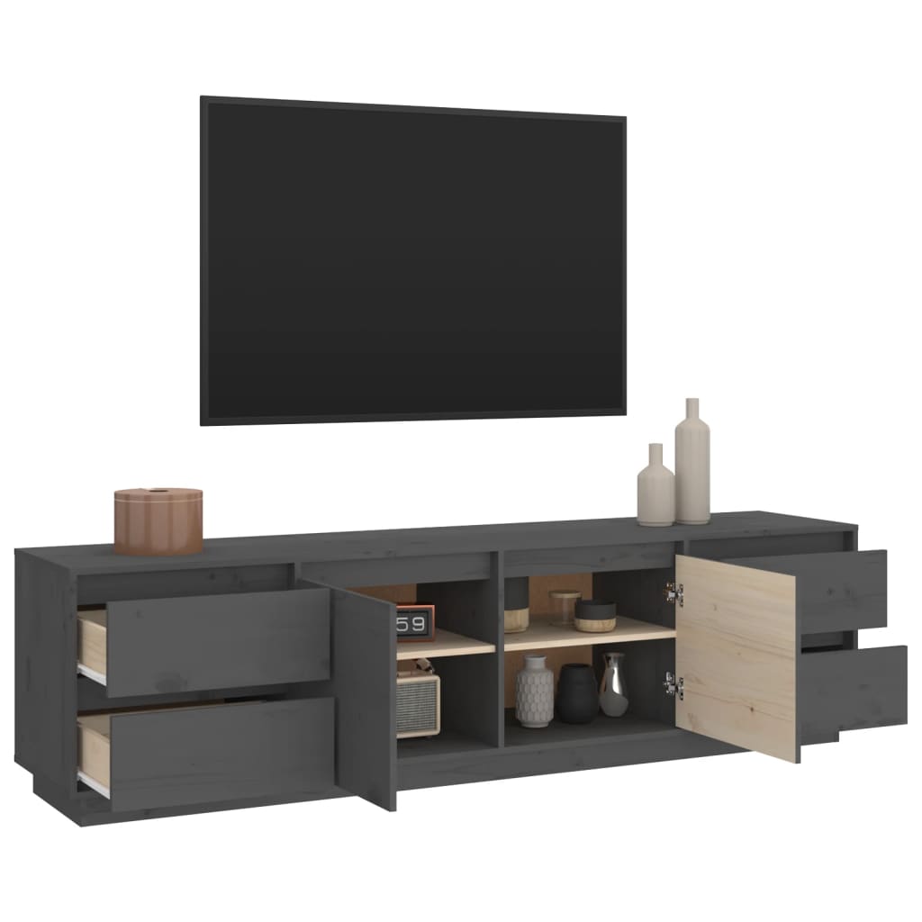 TV sideboard, gray, 176x37x47.5 cm, solid pine wood