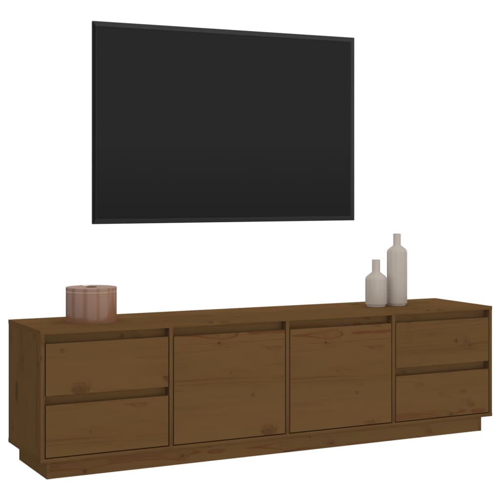TV chest, honey brown, 176x37x47.5 cm, solid pine wood
