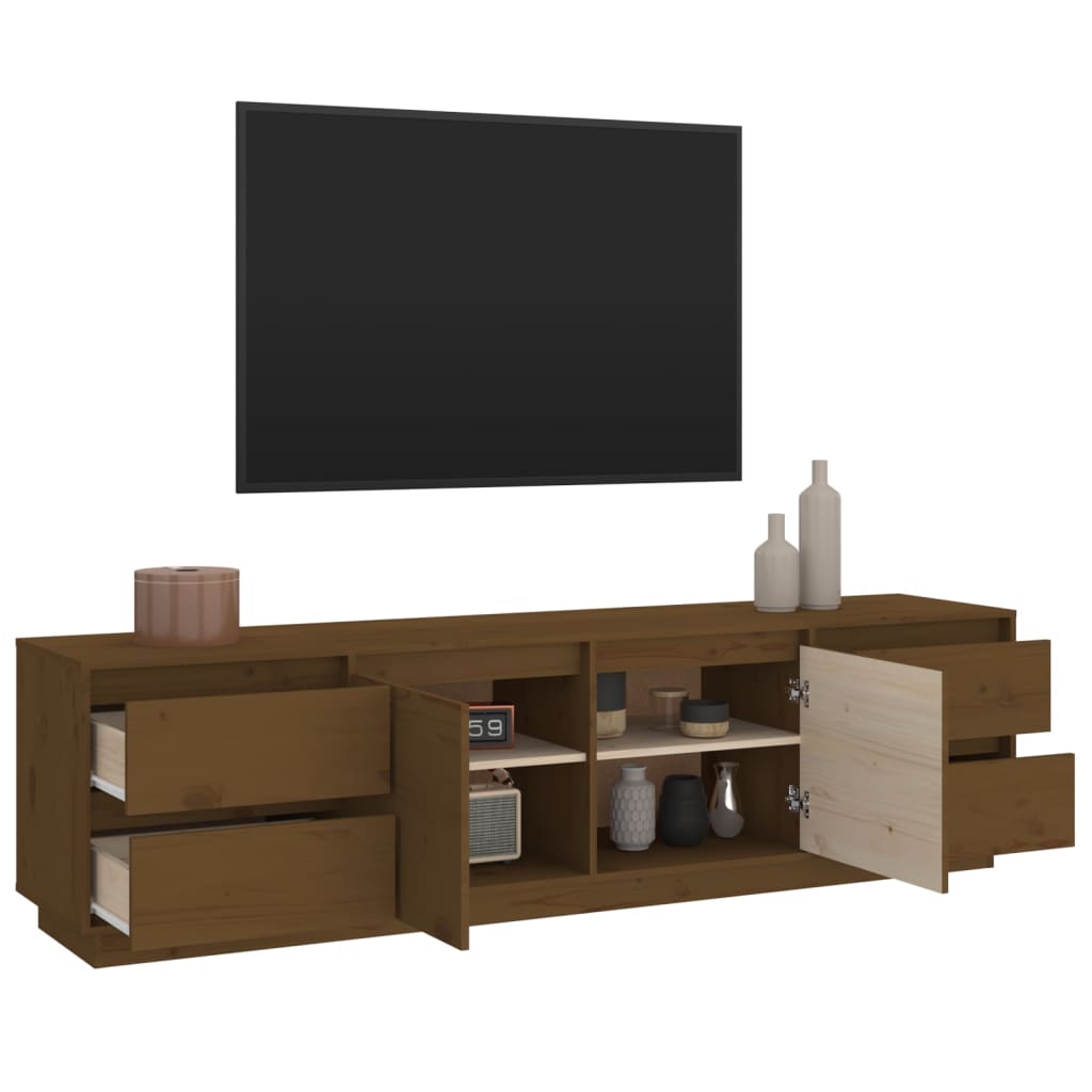 TV chest, honey brown, 176x37x47.5 cm, solid pine wood