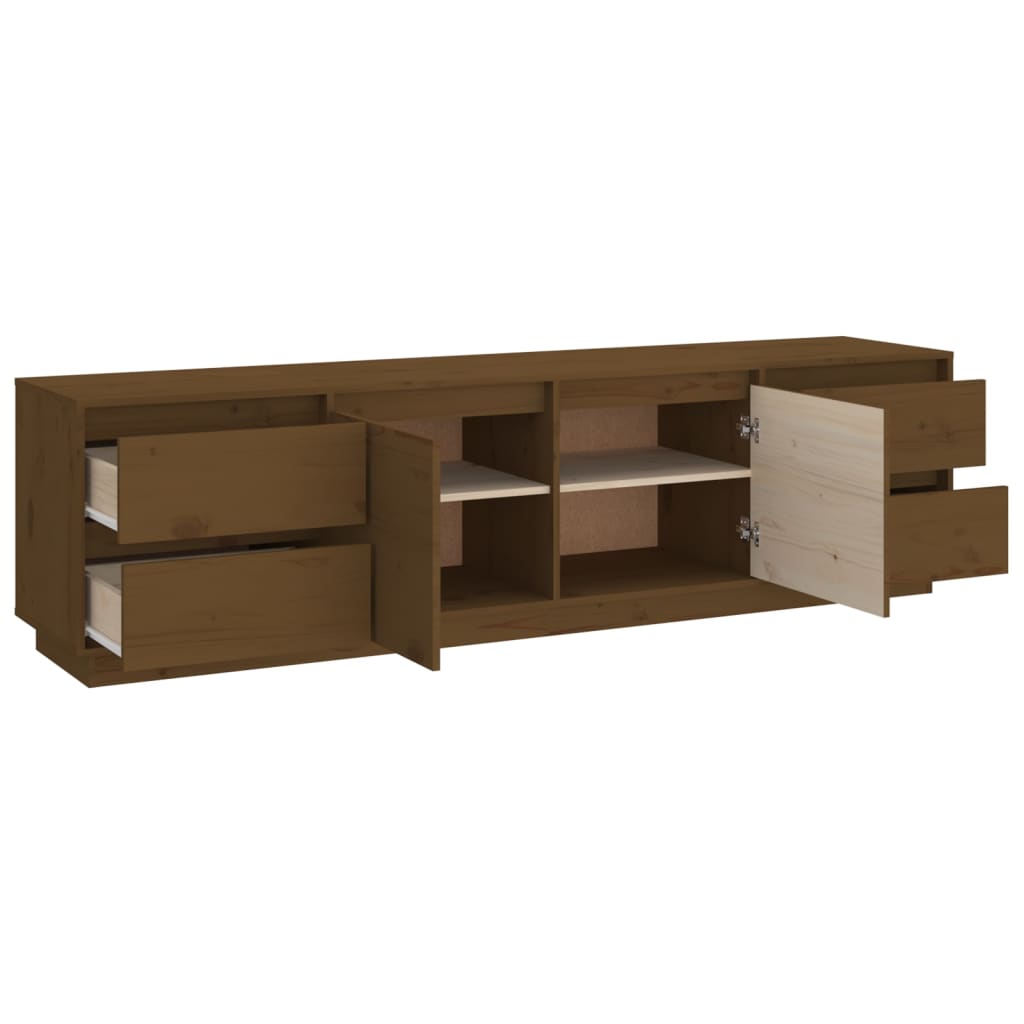 TV chest, honey brown, 176x37x47.5 cm, solid pine wood