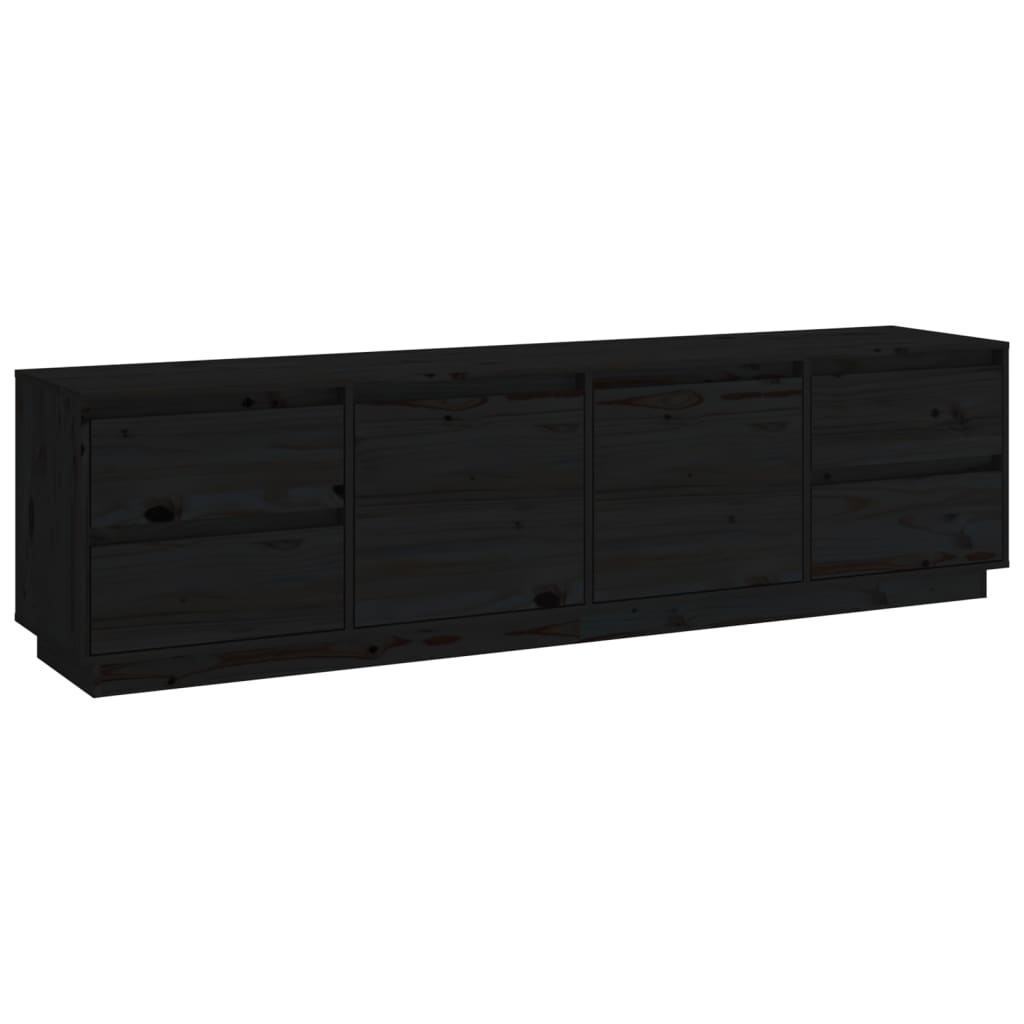 TV chest, black, 176x37x47.5 cm, solid pine wood