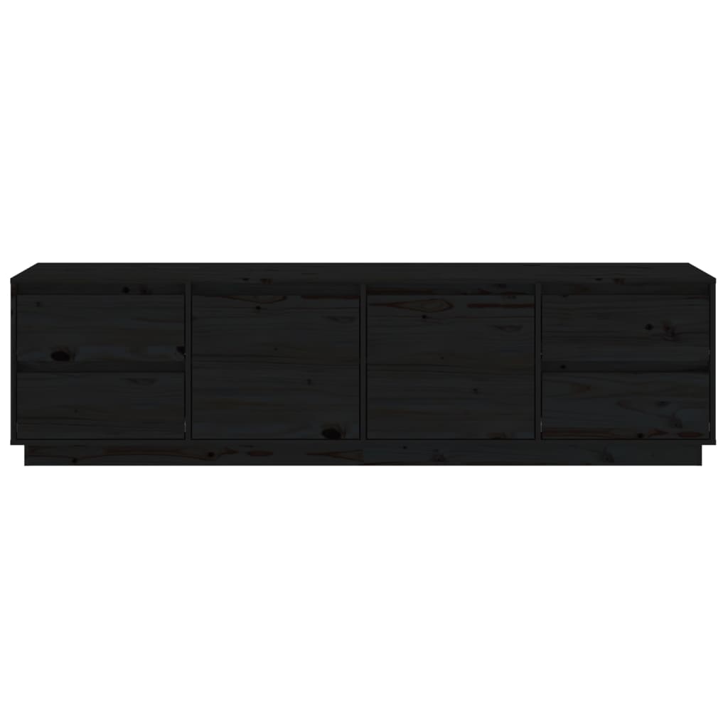 TV chest, black, 176x37x47.5 cm, solid pine wood