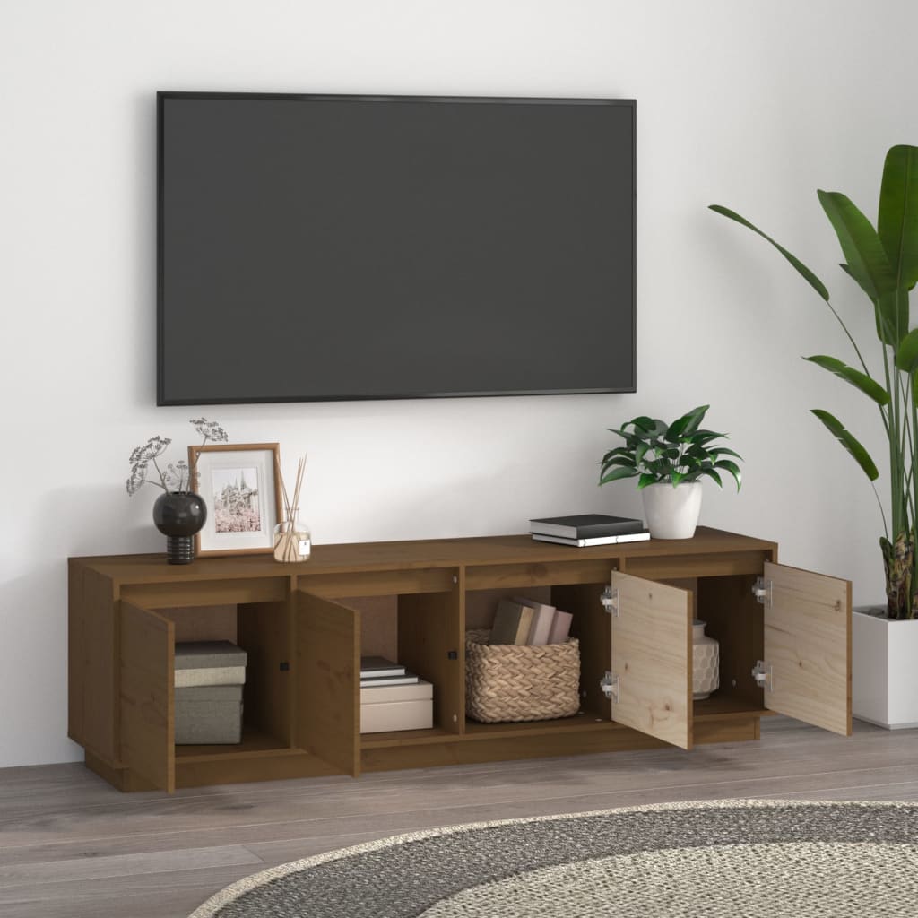 TV chest, honey brown, 156x37x45 cm, solid pine wood