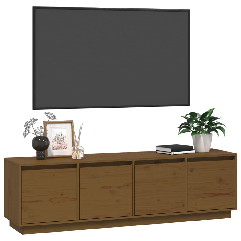 TV chest, honey brown, 156x37x45 cm, solid pine wood