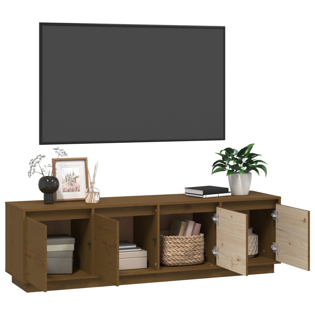 TV chest, honey brown, 156x37x45 cm, solid pine wood