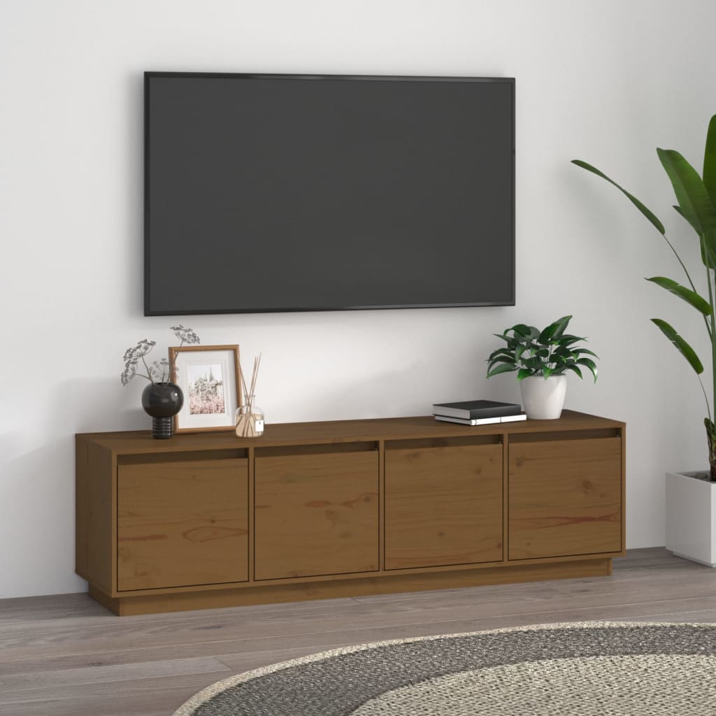 TV chest, honey brown, 156x37x45 cm, solid pine wood