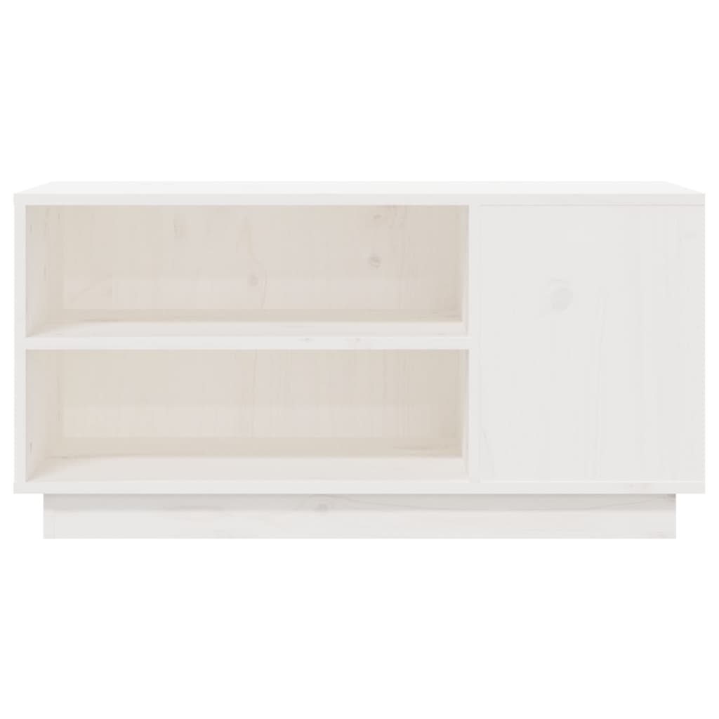 Comodă TV, alb, 80x35x40,5 cm, lemn masiv de pin