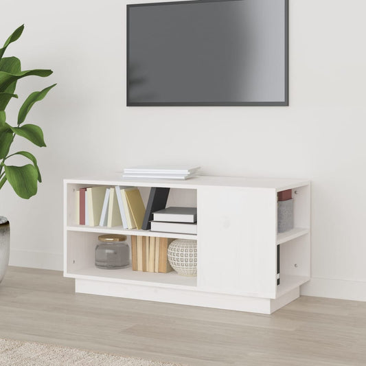 Comodă TV, alb, 80x35x40,5 cm, lemn masiv de pin