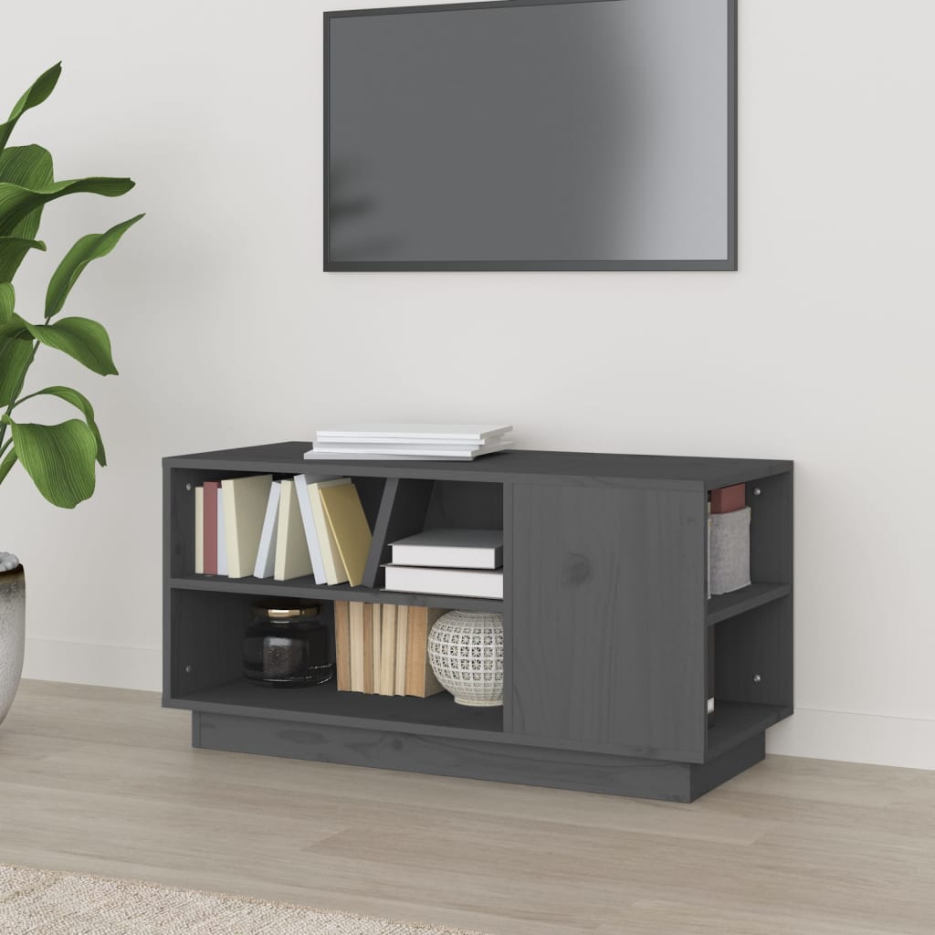 TV sideboard, gray, 80x35x40.5 cm, solid pine wood