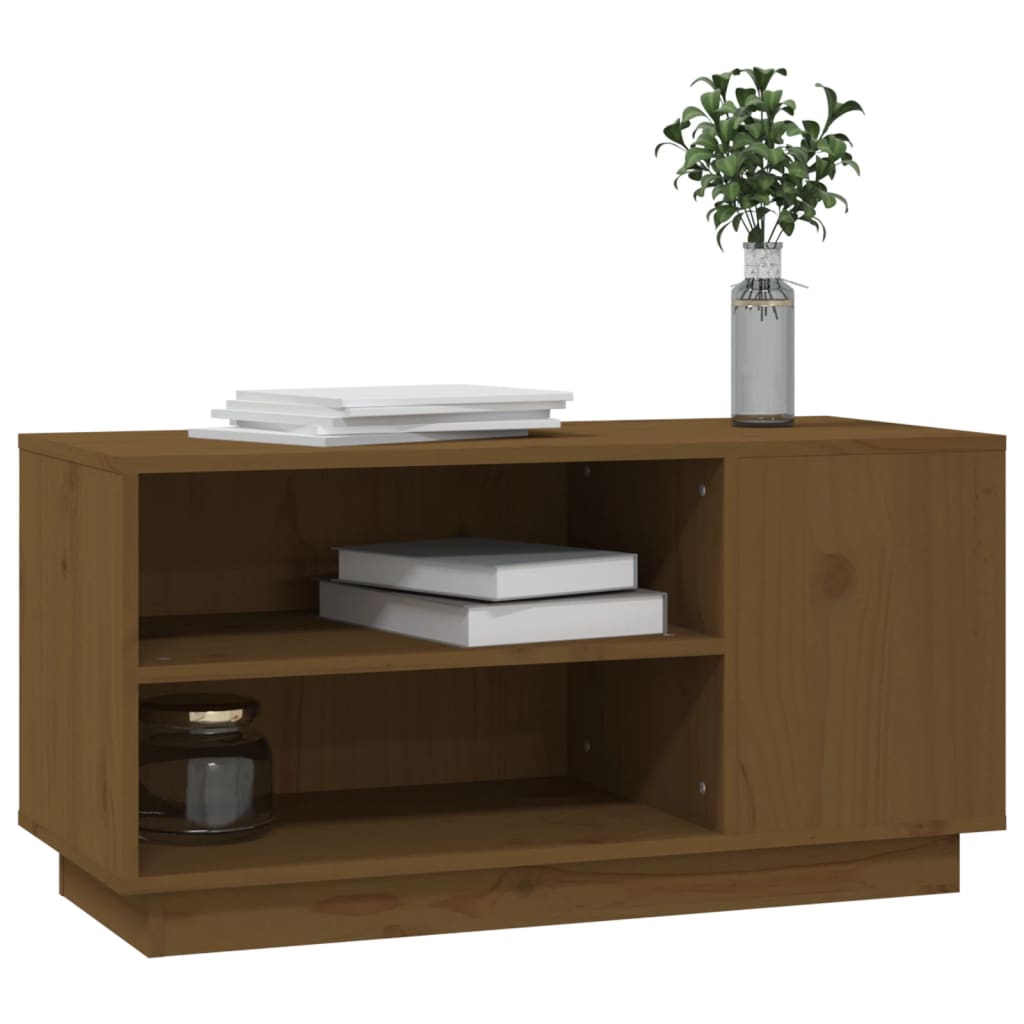TV chest, honey brown, 80x35x40.5 cm, solid pine wood