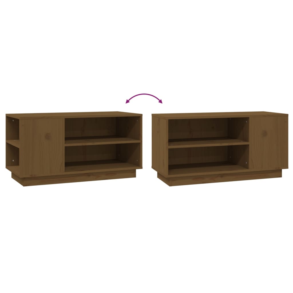 TV chest, honey brown, 80x35x40.5 cm, solid pine wood