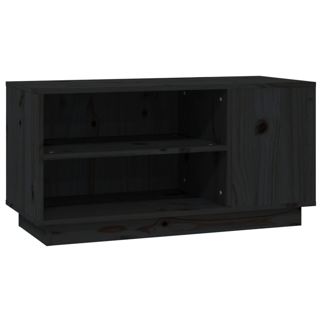 Comodă TV, negru, 80x35x40,5 cm, lemn masiv de pin