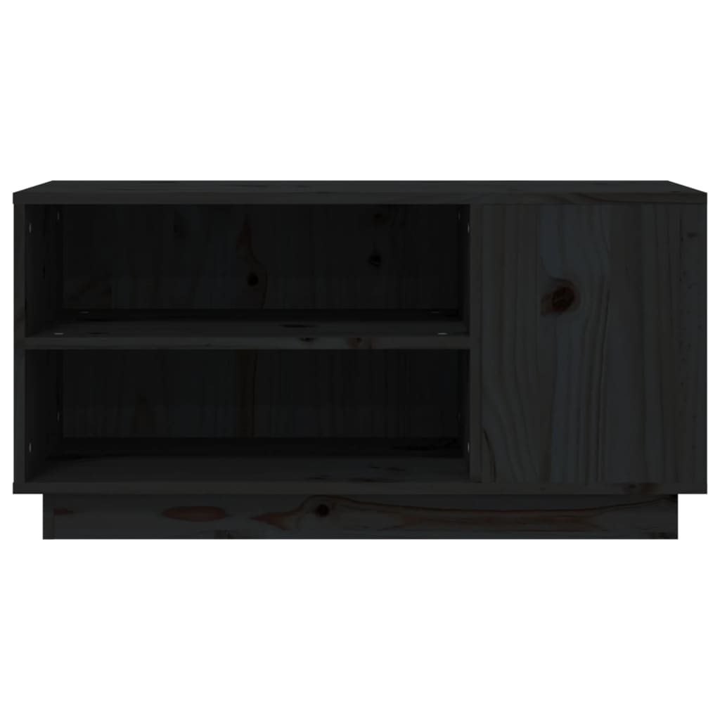 Comodă TV, negru, 80x35x40,5 cm, lemn masiv de pin