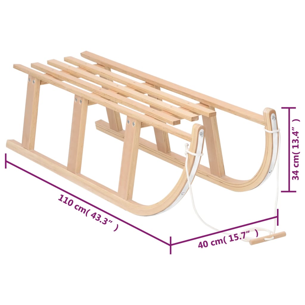 Sled, 110x40x34 cm, plywood