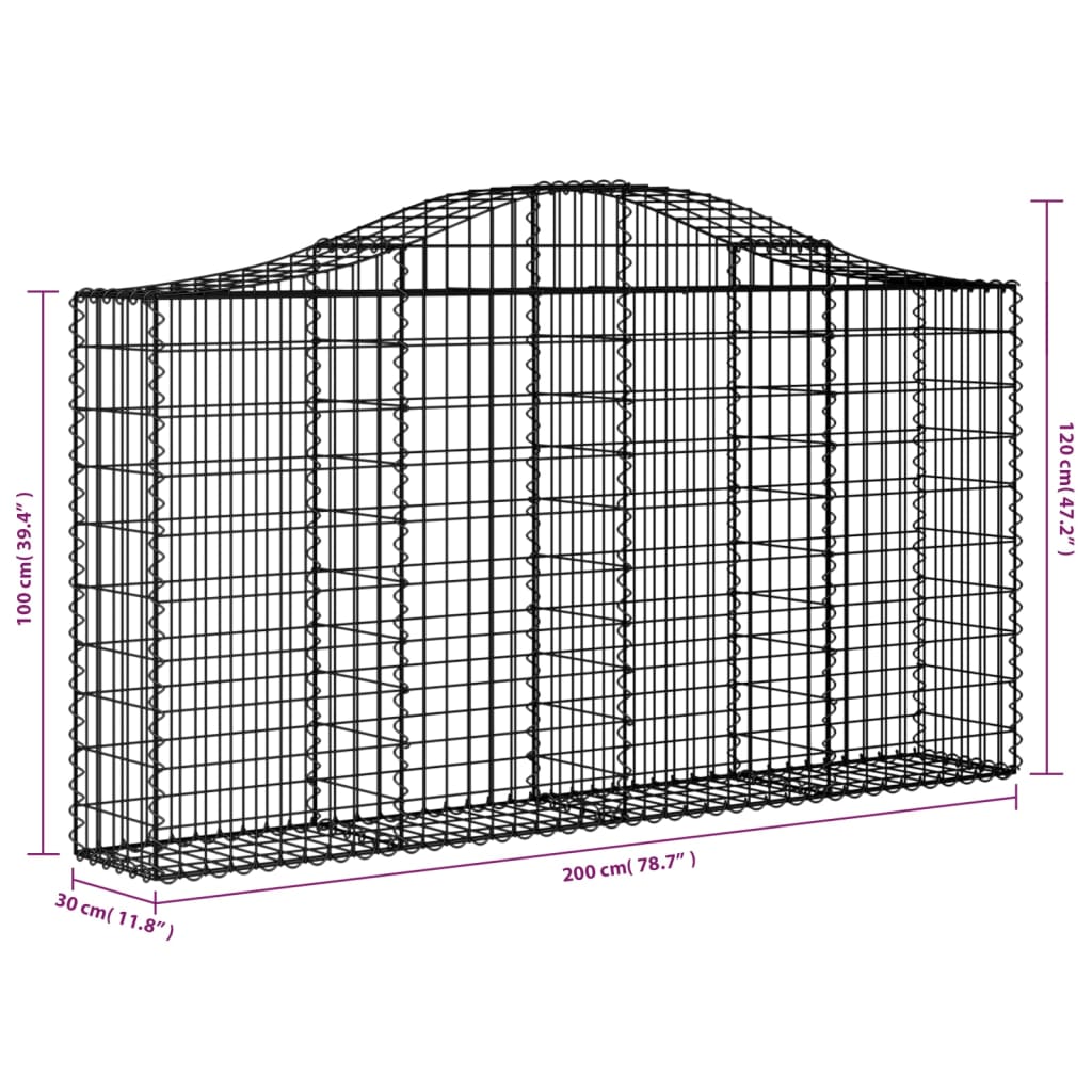 Coș gabion arcuit 200x30x100/120 cm fier galvanizat