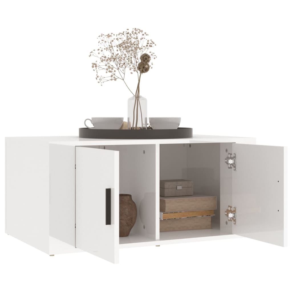 Coffee table, glossy white, 80x50x36 cm, composite wood