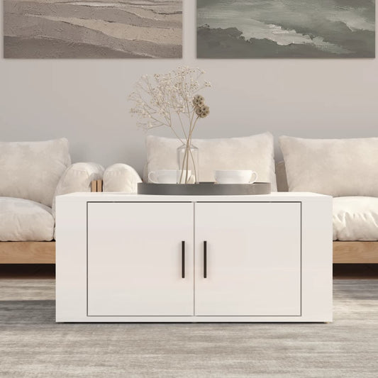 Coffee table, glossy white, 80x50x36 cm, composite wood