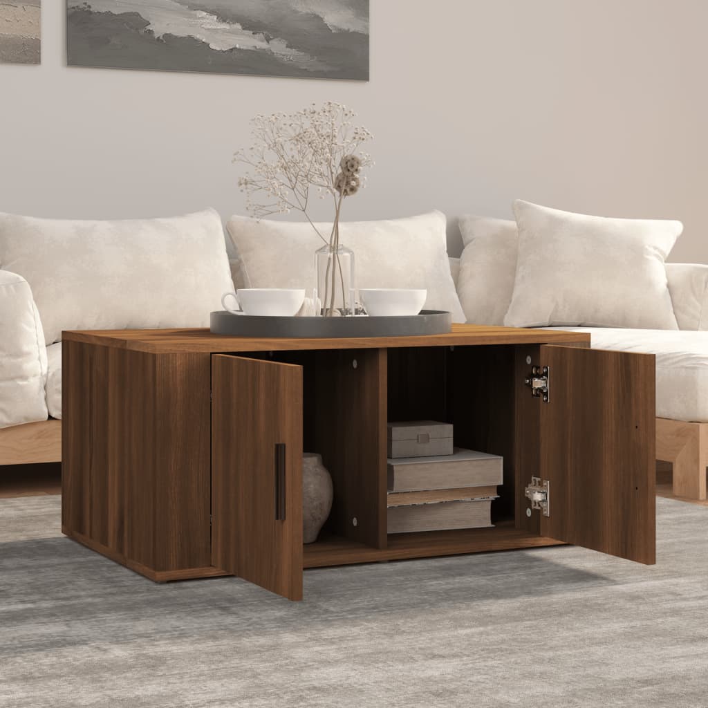 Coffee table, brown oak, 80x50x36 cm, composite wood