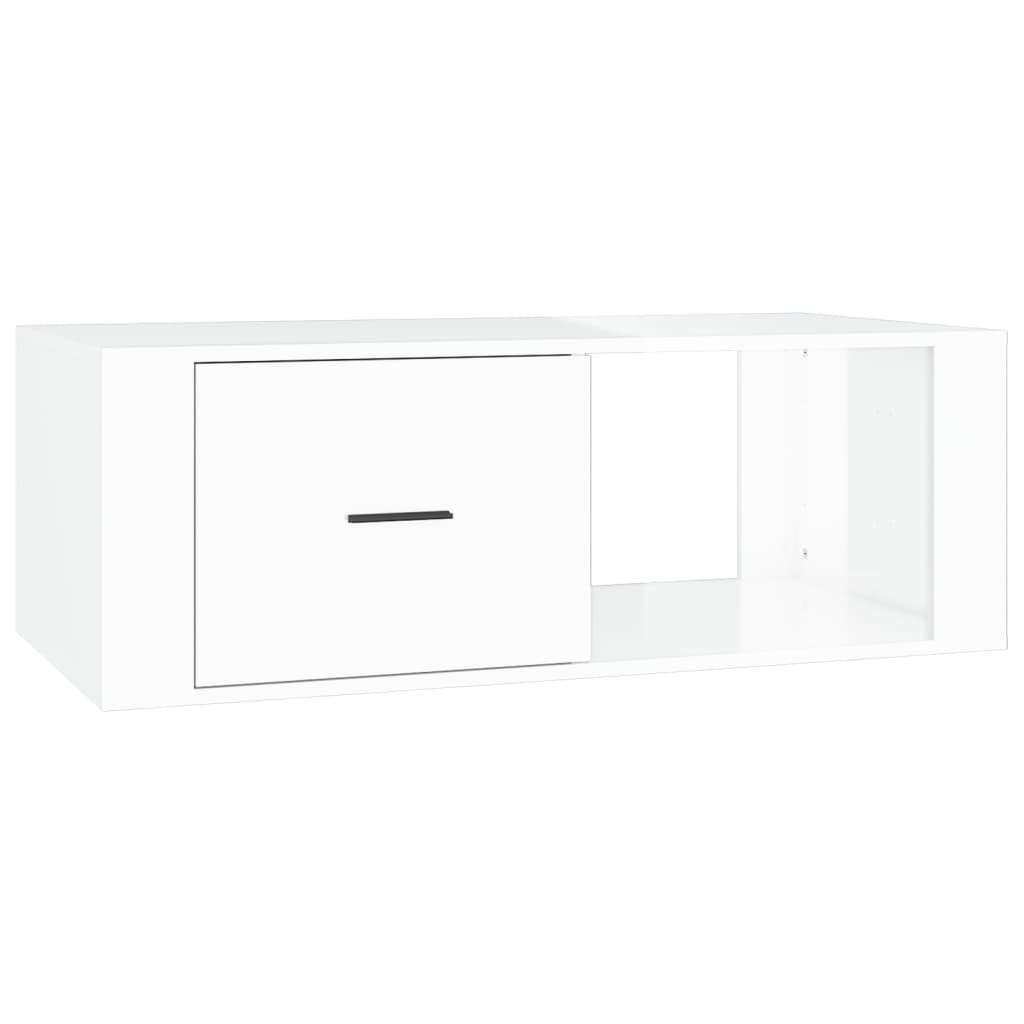 Coffee table, glossy white, 100x50.5x35 cm, composite wood