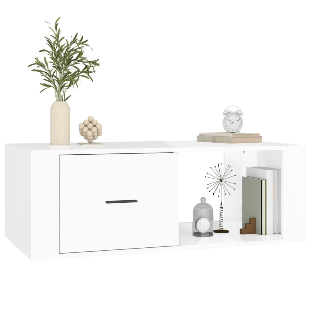 Coffee table, glossy white, 100x50.5x35 cm, composite wood